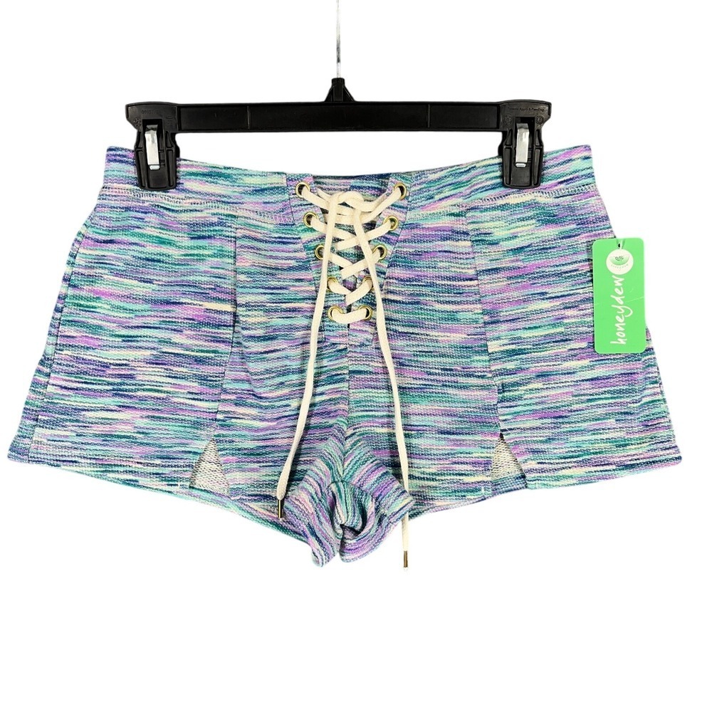 Honeydew French Terry Lounge Short Lace Up Front Villa Blue Space Dye S Womens